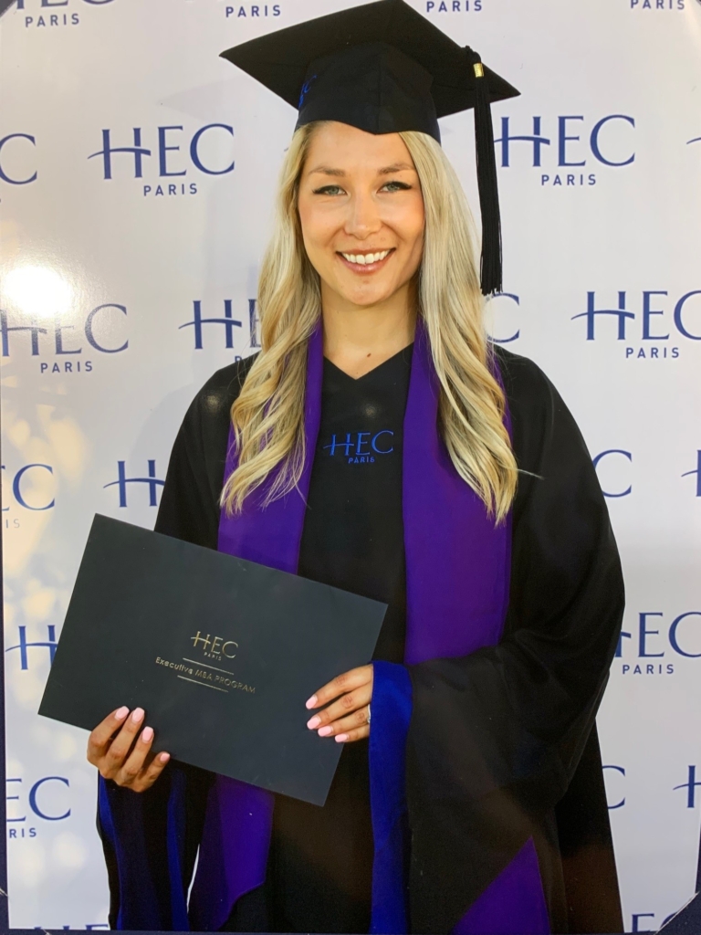 HEC Paris EMBA alumna Lindsey Berger on graduation day. 